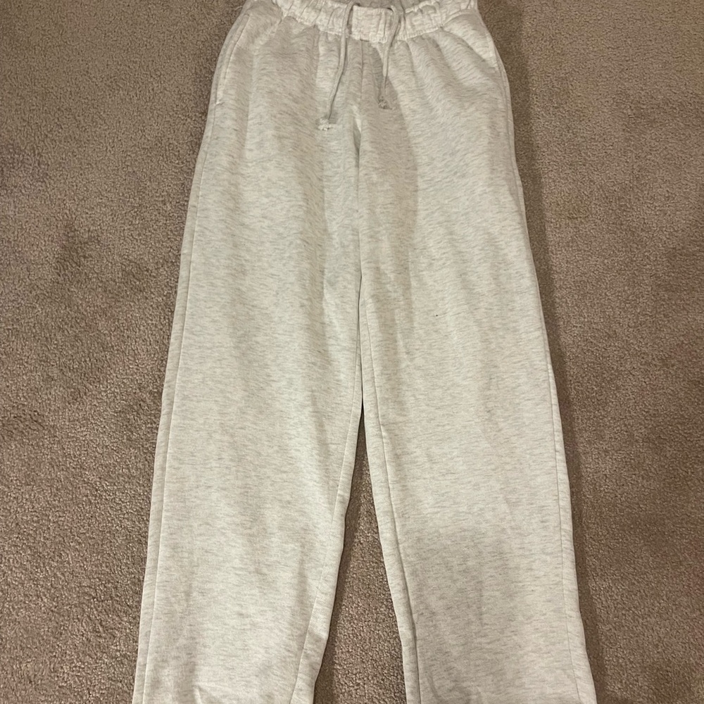 Soft white open leg sweat pants